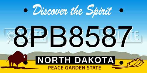 8PB8587 North Dakota License Plate