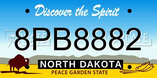 8PB8882 North Dakota License Plate