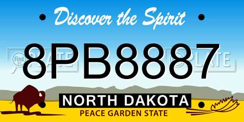 8PB8887 North Dakota License Plate