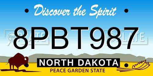 8PBT987 North Dakota License Plate