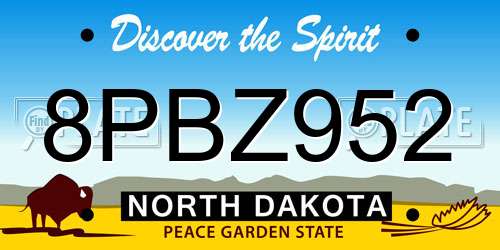 8PBZ952 North Dakota License Plate