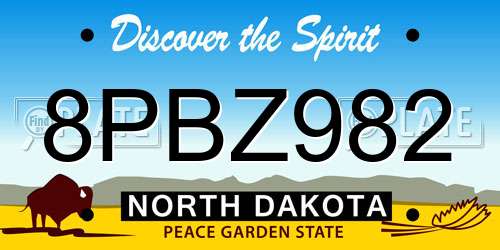 8PBZ982 North Dakota License Plate