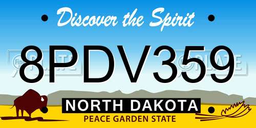 8PDV359 North Dakota License Plate