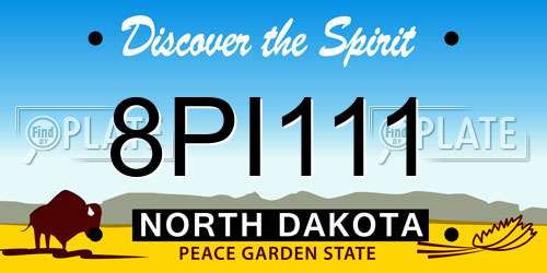 8PI111 North Dakota License Plate