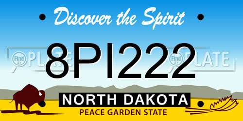 8PI222 North Dakota License Plate