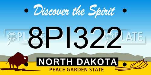 8PI322 North Dakota License Plate