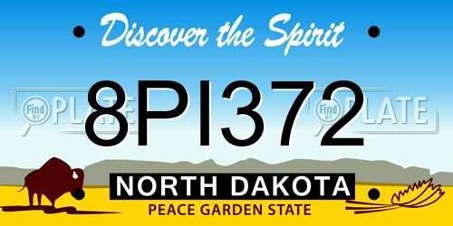 8PI372 North Dakota License Plate