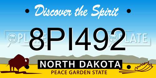 8PI492 North Dakota License Plate