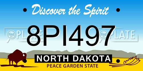 8PI497 North Dakota License Plate