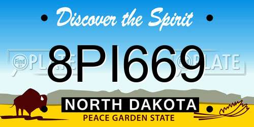 8PI669 North Dakota License Plate