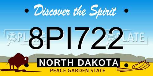8PI722 North Dakota License Plate