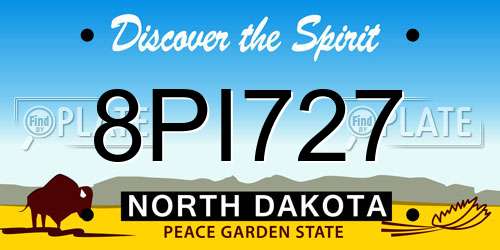 8PI727 North Dakota License Plate