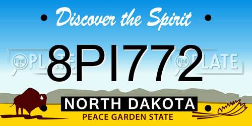 8PI772 North Dakota License Plate