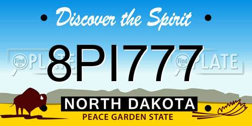 8PI777 North Dakota License Plate