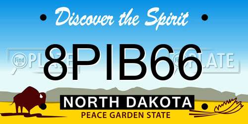 8PIB66 North Dakota License Plate
