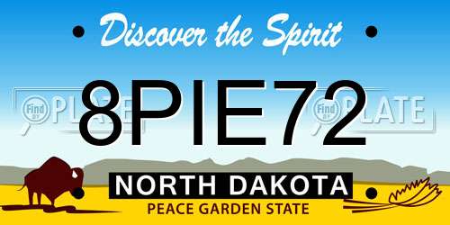 8PIE72 North Dakota License Plate