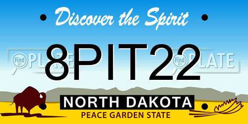 8PIT22 North Dakota License Plate