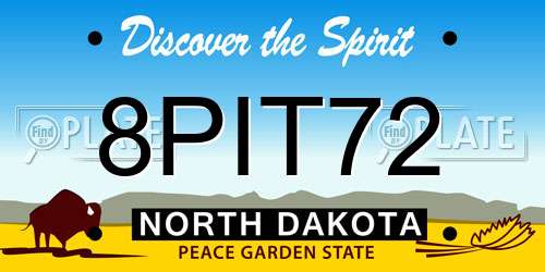 8PIT72 North Dakota License Plate