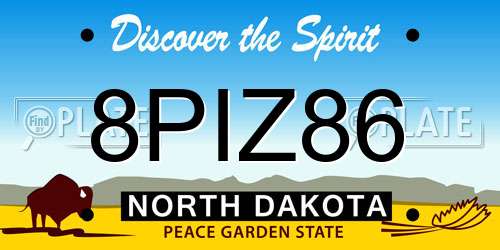 8PIZ86 North Dakota License Plate