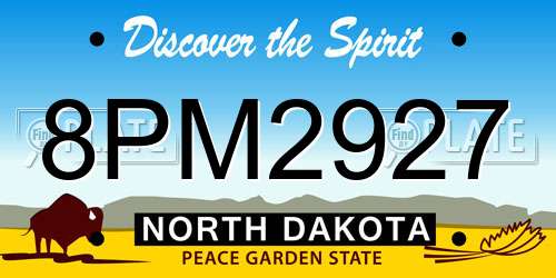 8PM2927 North Dakota License Plate