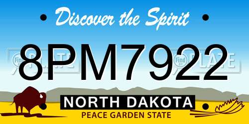 8PM7922 North Dakota License Plate