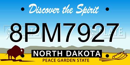 8PM7927 North Dakota License Plate