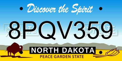 8PQV359 North Dakota License Plate