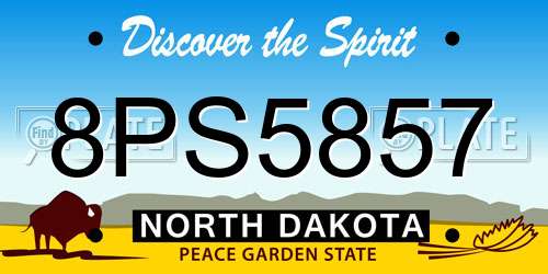 8PS5857 North Dakota License Plate