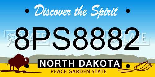 8PS8882 North Dakota License Plate