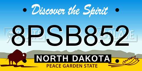 8PSB852 North Dakota License Plate
