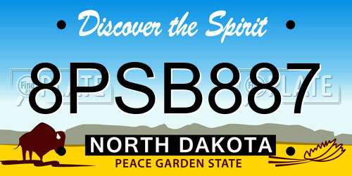 8PSB887 North Dakota License Plate