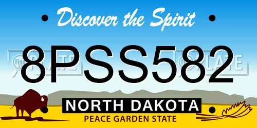8PSS582 North Dakota License Plate