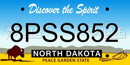 8PSS852 North Dakota License Plate