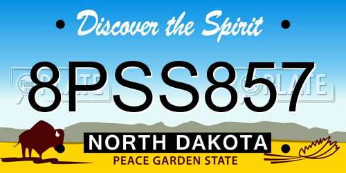 8PSS857 North Dakota License Plate