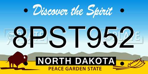 8PST952 North Dakota License Plate