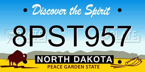 8PST957 North Dakota License Plate