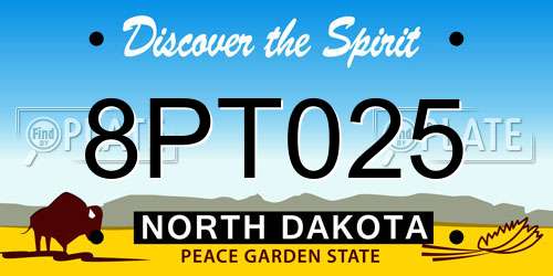 8PT025 North Dakota License Plate