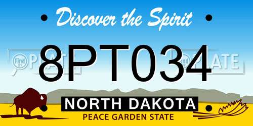 8PT034 North Dakota License Plate