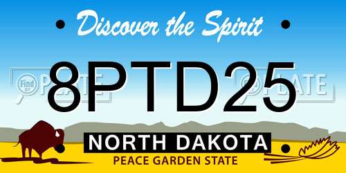8PTD25 North Dakota License Plate