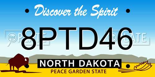 8PTD46 North Dakota License Plate