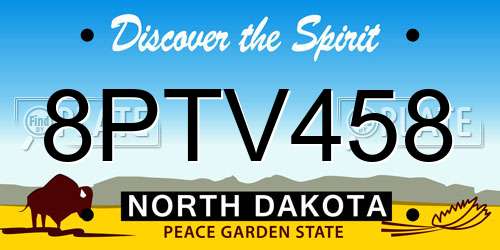 8PTV458 North Dakota License Plate