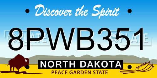 8PWB351 North Dakota License Plate