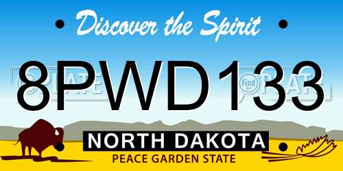 8PWD133 North Dakota License Plate