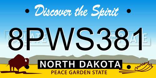 8PWS381 North Dakota License Plate