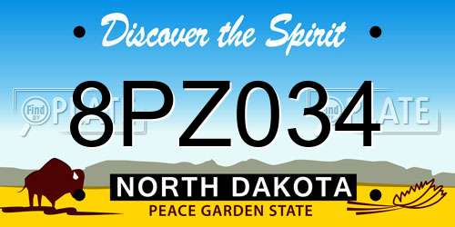 8PZ034 North Dakota License Plate