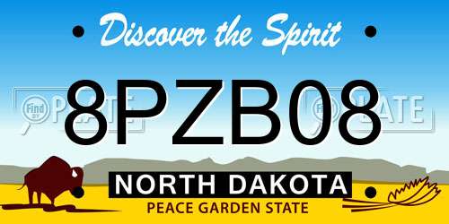 8PZB08 North Dakota License Plate