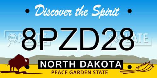 8PZD28 North Dakota License Plate