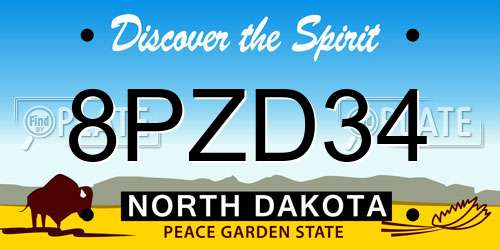 8PZD34 North Dakota License Plate
