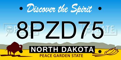 8PZD75 North Dakota License Plate
