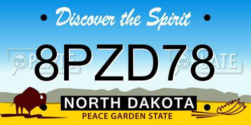 8PZD78 North Dakota License Plate